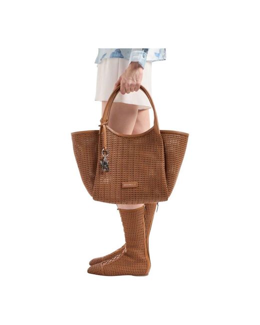 Emporio Armani Brown Stilvolle einkaufstasche in caramello