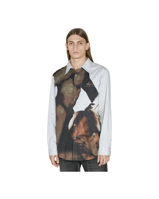 Camicia in popeline di cotone con stampa grafica di Y. Project in Gray da Uomo