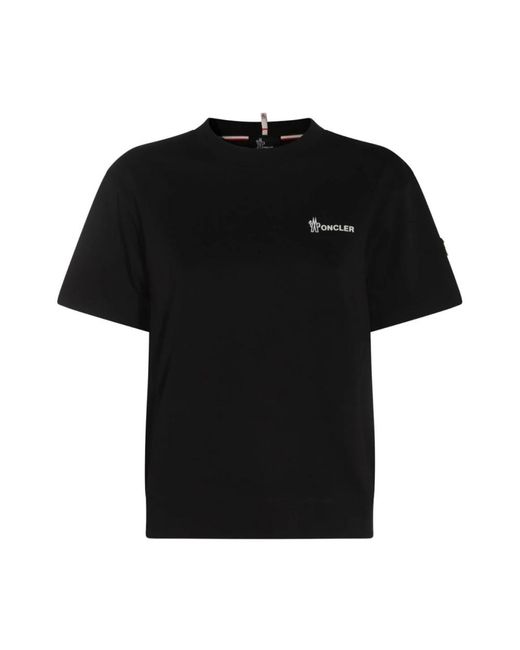 Moncler Tops ,Zwart ,Katoen Logo Katoenen T-Shirt in het Black