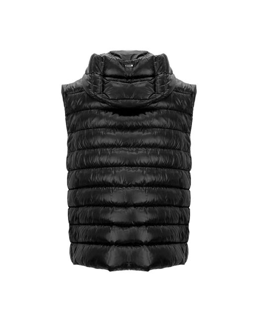Herno Black Kurze Daunenweste Mit Kapuze