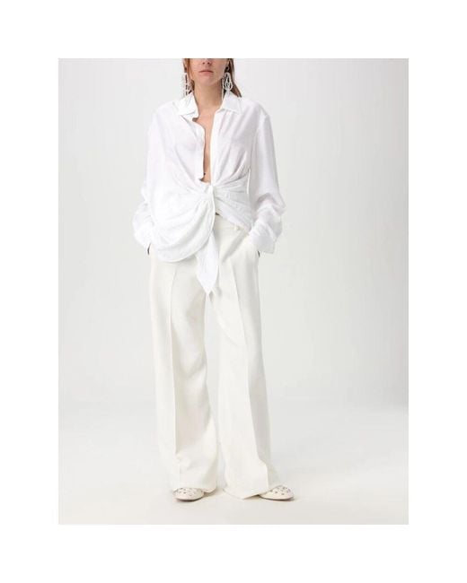 Jacquemus White Schwarze Geknotete Bluse Lockerer Schnitt