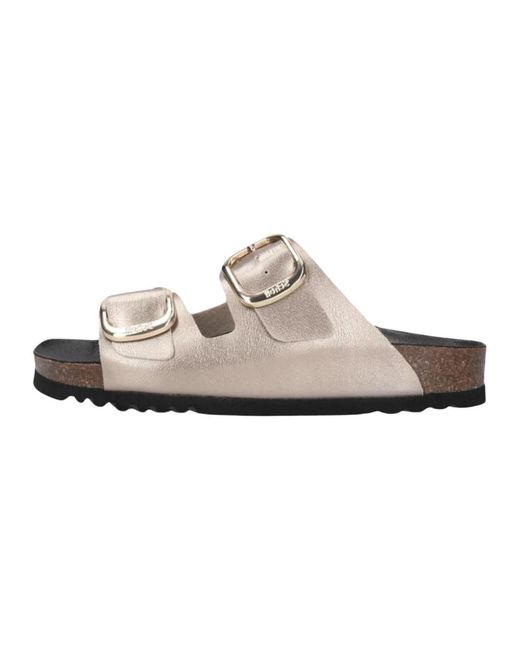 Scholl Schoenen ,Metallic Taupe Slippers Noelle in het White