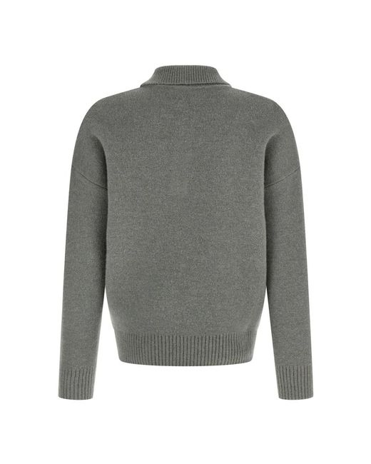 AMI Gray Round-Neck Knitwear for men