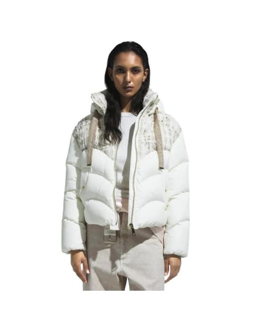 Khrisjoy Jassen ,Wit ,Tweed Witte Tweed Luxe Winterjas in het White