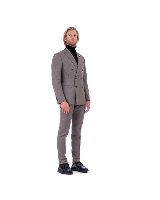Lardini Gray Double Breasted Suits for men