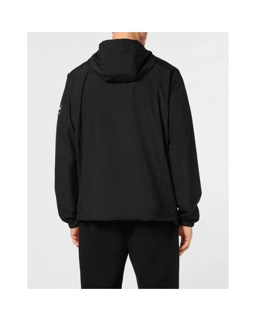 Philipp Plein Fitness ,Zwart ,Nylon Nylon Windbreaker Ls in het Black voor heren