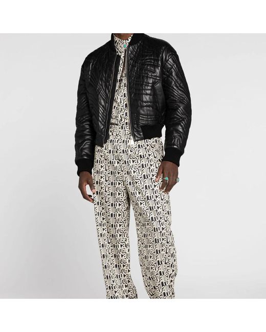 Roberto Cavalli Jassen ,Zwart ,Leer Gewatteerd Leren Bomberjack in het Black voor heren