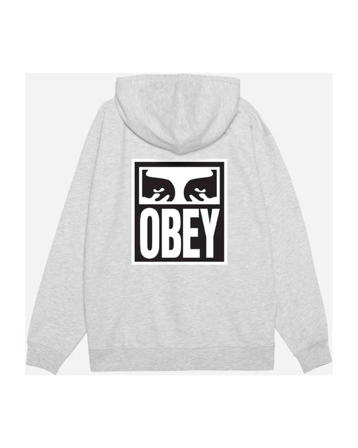Obey Hoodies & Sweatvesten ,Grijs ,Katoen Eyes Icon Hoodie in het White voor heren