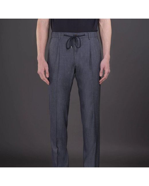 Moorer Luxuriöse woll-seiden-leinen-hose in Blue für Herren