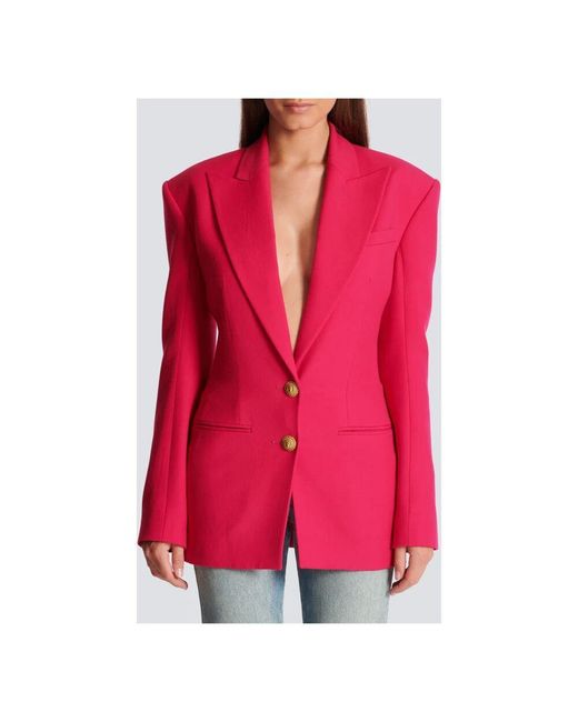 Balmain Pink Taillierte jacke mit 2 knöpfen