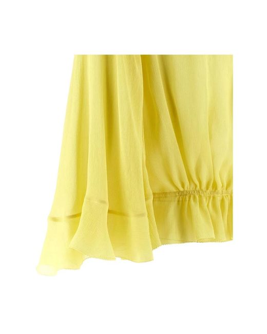 Alberta Ferretti Yellow Drawstring Rüschenbluse