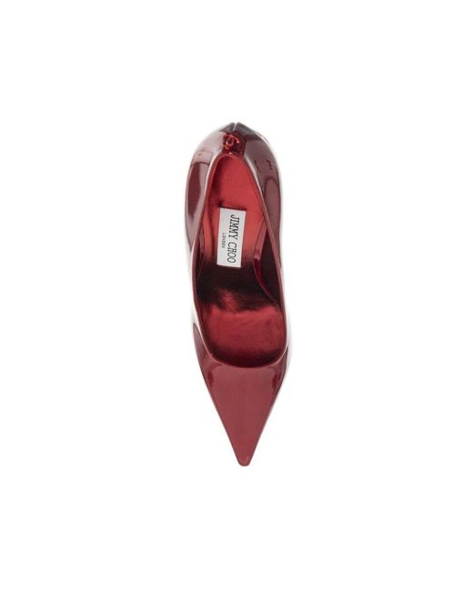 Jimmy Choo Red Chromeffekt leder colleté absätze