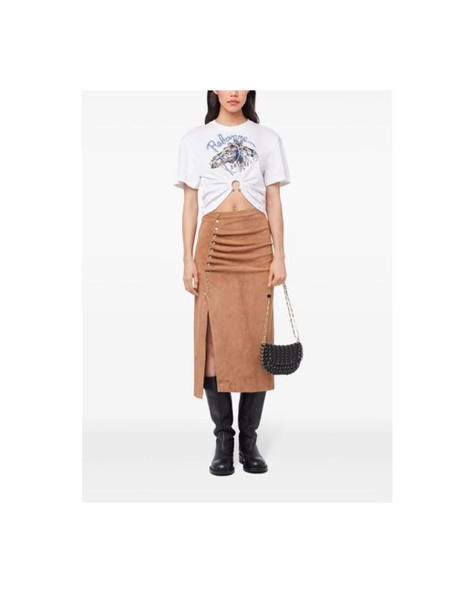Rabanne Brown Brauner Gerüschter Seitenskirt