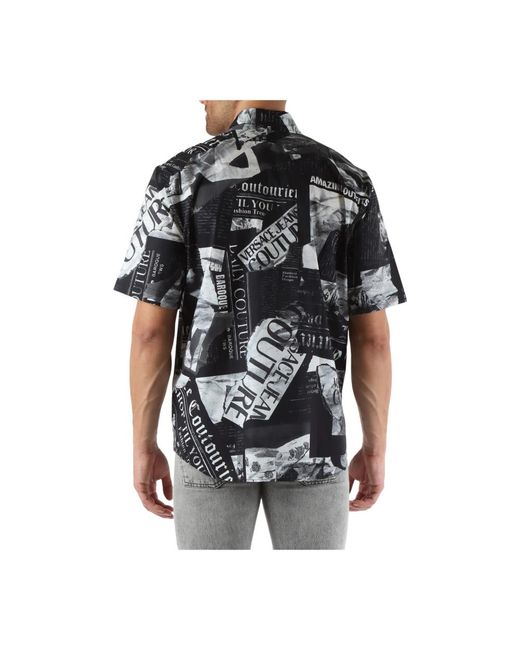 Versace Baumwolllogo-druck-regular-fit-hemd in Black für Herren