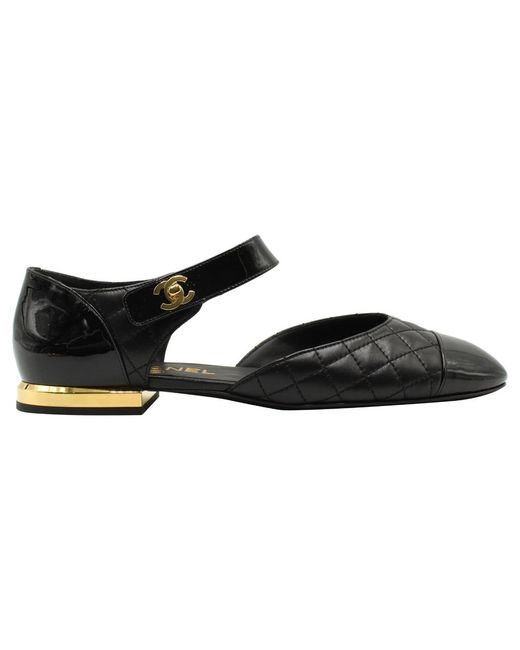 2021 quilted mary jane flats di Chanel in Black