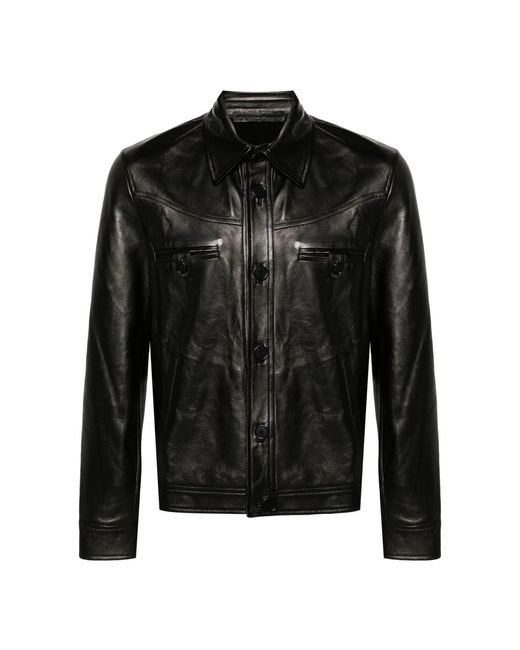 Salvatore Santoro Black Leather Jackets for men