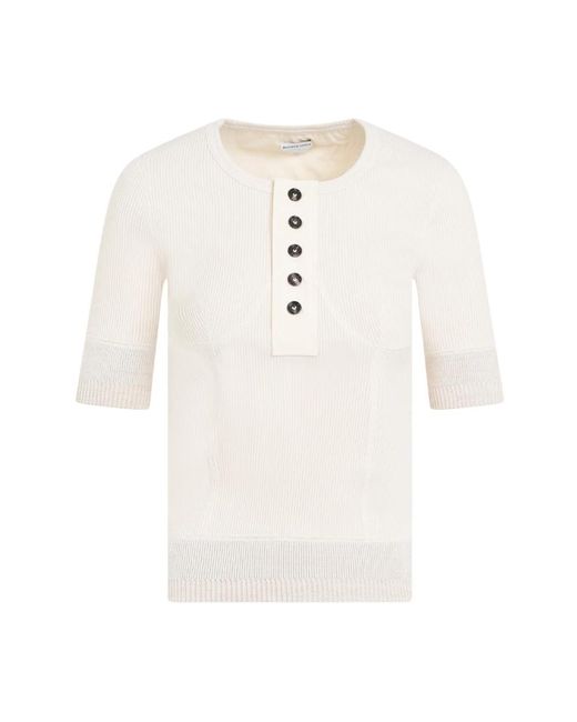 Cotton rib t-shirt di Bottega Veneta in White