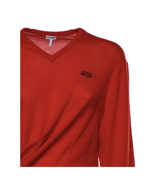 Loewe Red V-Neck Knitwear
