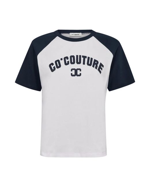 co'couture Tops ,Veelkleurig ,Katoen Sportieve Block Tee Met Slimme Print in het Blue