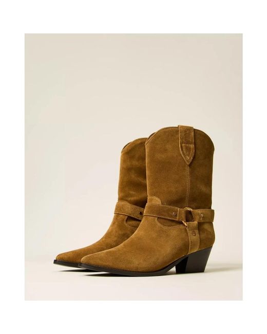 Twinset Brown Cowboy & Biker Boots