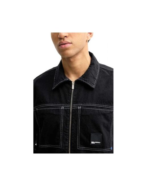 Karl Lagerfeld Contrast Stitch Jacket in het Black voor heren