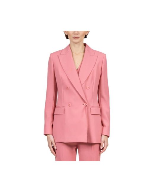 Max Mara Jassen ,Roze ,Wol Double-Breasted Wollen Jas in het Pink