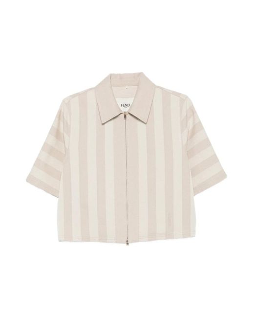Fendi Pequin Drill Jas in het Natural