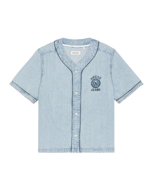 Guess Blue Short Sleeve Shirts for men