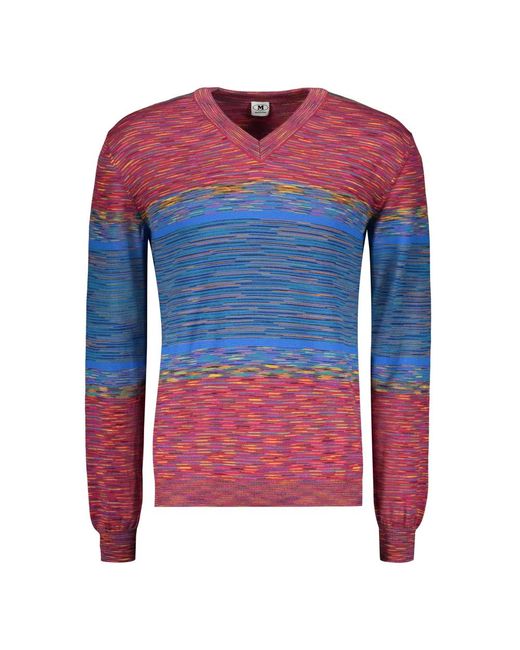 Missoni Jacquard Woll V-Ausschnitt Pullover in Pink für Herren