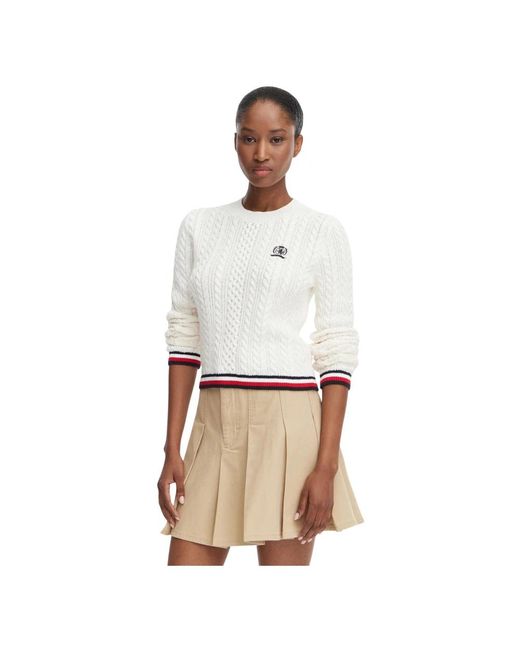 Tommy Hilfiger White Round-Neck Knitwear
