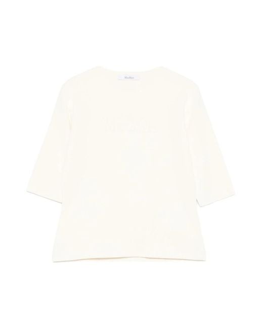 Max Mara White Round-Neck Knitwear