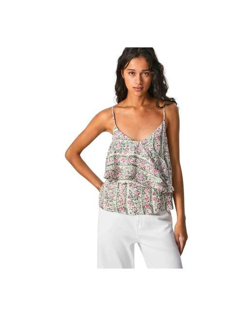 Pepe Jeans White Sleeveless Tops