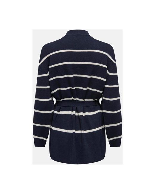 Jacqueline De Yong Truien & Vesten ,Blauw ,Polyester Gestreepte Vest Breiwerk in het Blue