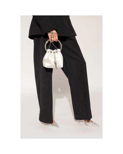 Jimmy Choo White Bon Bon Bucket Bag