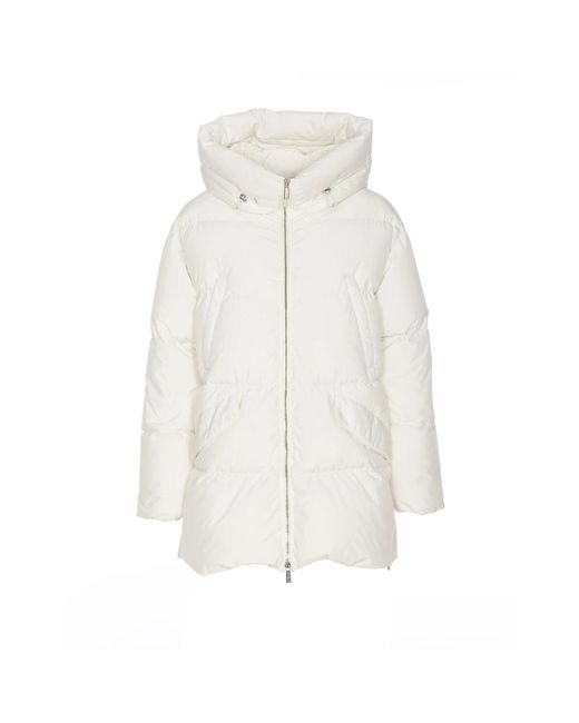 Moorer Witte Winterjas in het White