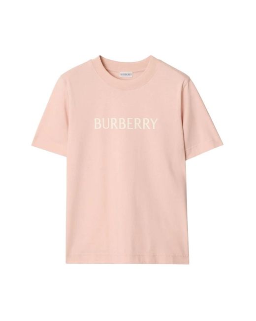 Burberry Tops ,Paars ,Katoen Logo Katoenen T-Shirt in het Pink