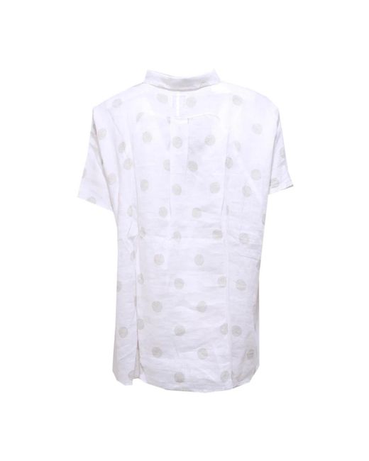 Barbour Overhemden ,Wit ,Linnen Witte Linnen Korte Mouw Polka Dot Overhemd in het White