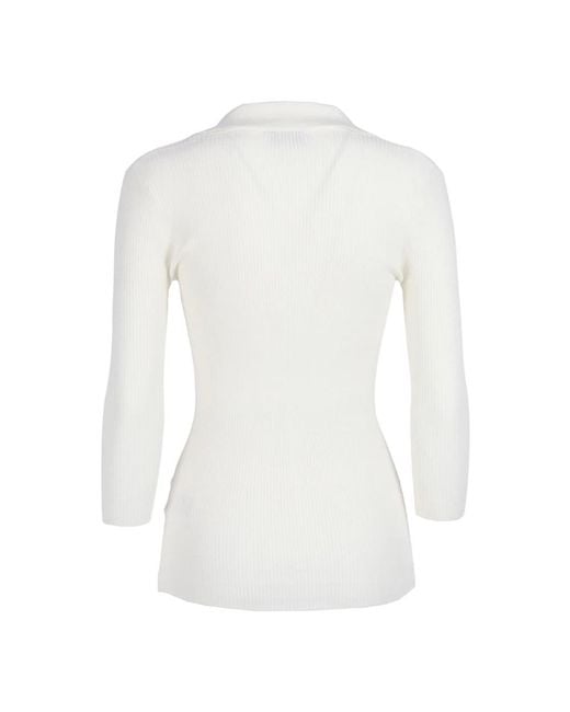 Elisabetta Franchi White V-Neck Knitwear