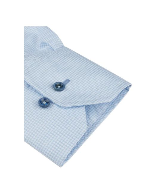 Stenstroms Regular Houndstooth Twill Overhemd in het Blue voor heren