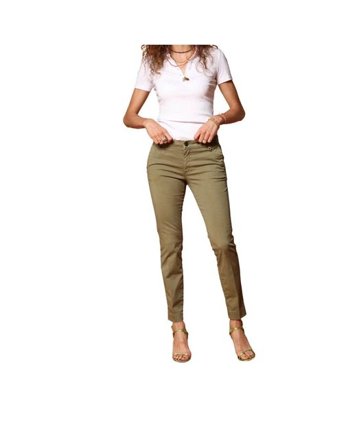 Mason's Green Slim Fit Chino Hose Aus Gabardine
