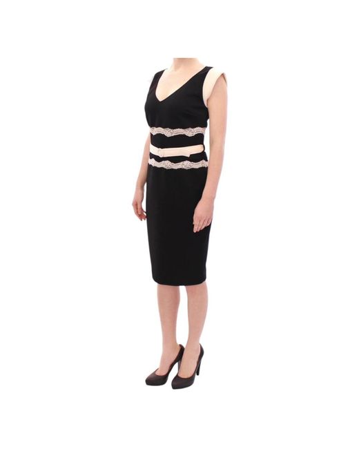 Roberto Cavalli Kleedjes ,Zwart ,Polyester Elegante Kanten Kokerjurk in het Black