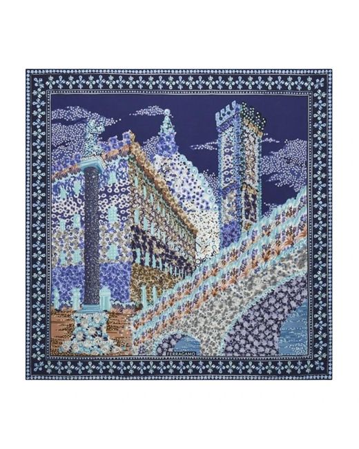 Ferragamo Blue Silky Scarves