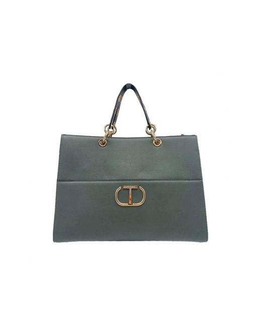Twinset Green Strukturierte handtasche mit abnehmbarem schultergurt