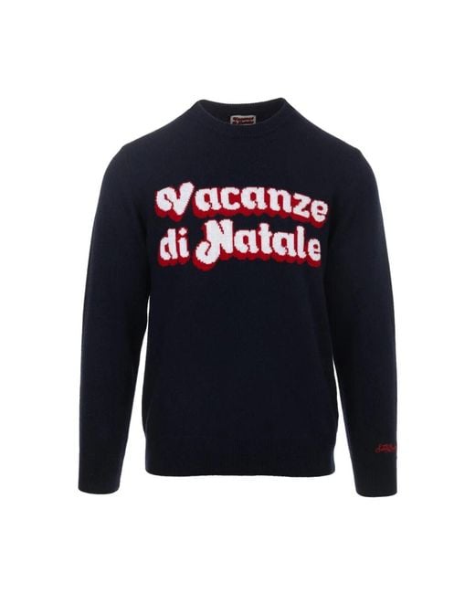 Mc2 Saint Barth Blue Round-Neck Knitwear for men