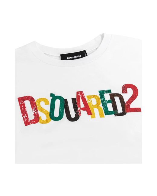 DSquared² White Multicolor logo t-shirt