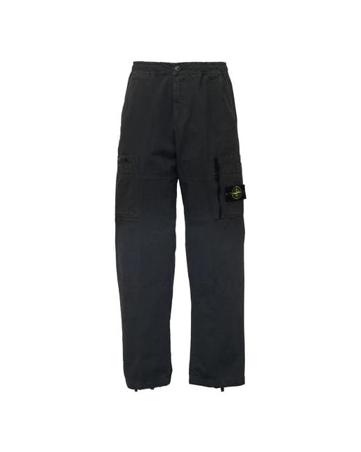 Stone Island Black Straight Trousers for men