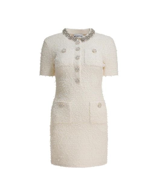 Self-Portrait Natural Knitted Dresses