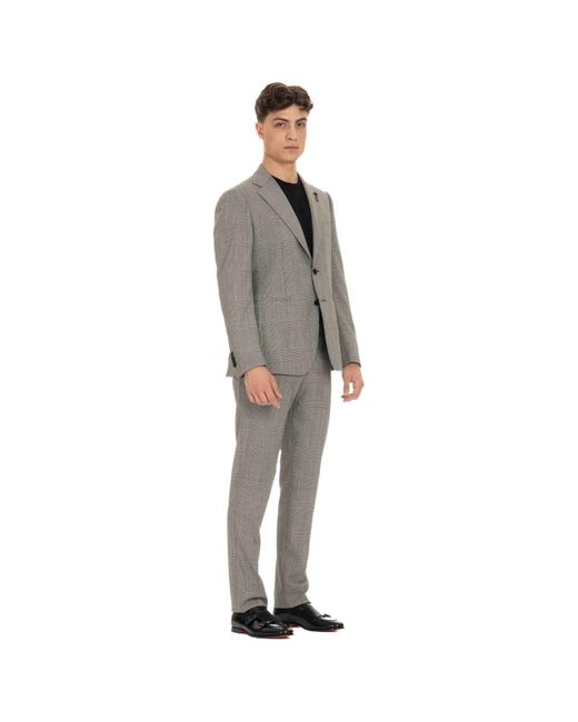 Lardini Kostuums ,Grijs ,Wol Grijs Wollen Prince Of Wales Kostuum in het Gray voor heren