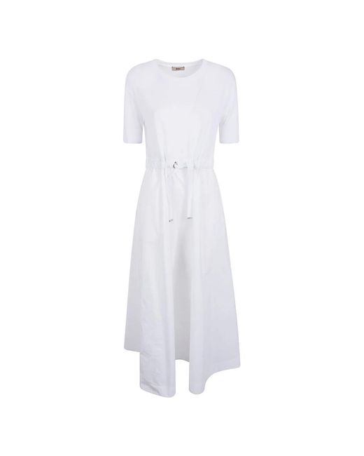 Herno Kleedjes ,Wit ,Drawstring Midi Jurk in het White
