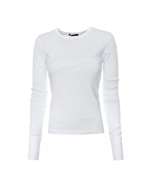 Drykorn White Geripptes langarmshirt